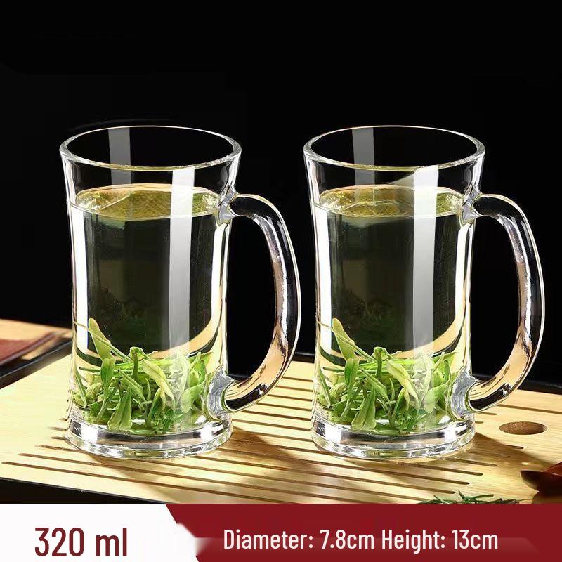 Thickened Heat-Resistant Glass Tea Cup with Handle - Transparent Drinking, Beer, and Water Cup for Home