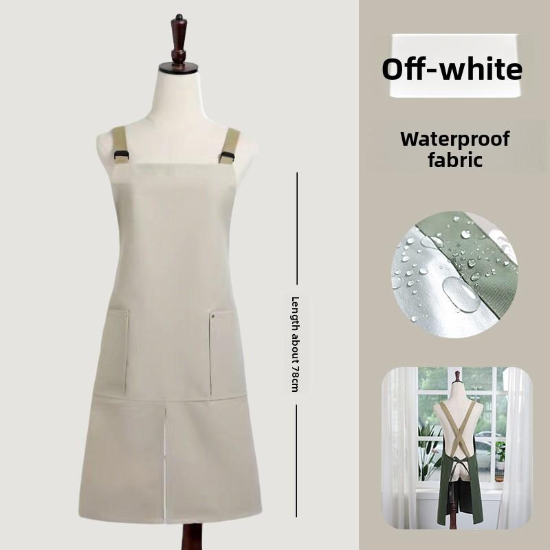 

Waterproof Stain-Resistant Canvas Apron for Restaurant/Bar/Cafe, Custom Logo Printing Durable & Fashionable Workwear Unisex белый