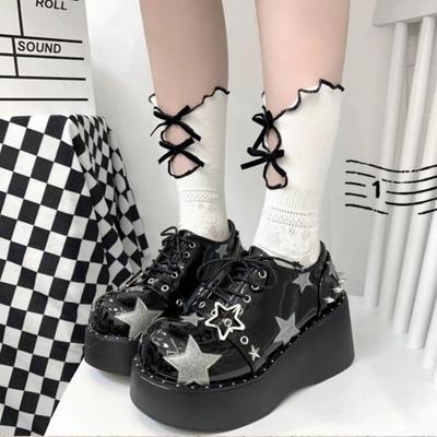 Wedge High Heels Y2k Shoes Hot Star Graffiti Women Shoes On Platform Punk Gothic Lolita Mary Jean Platform Shoes