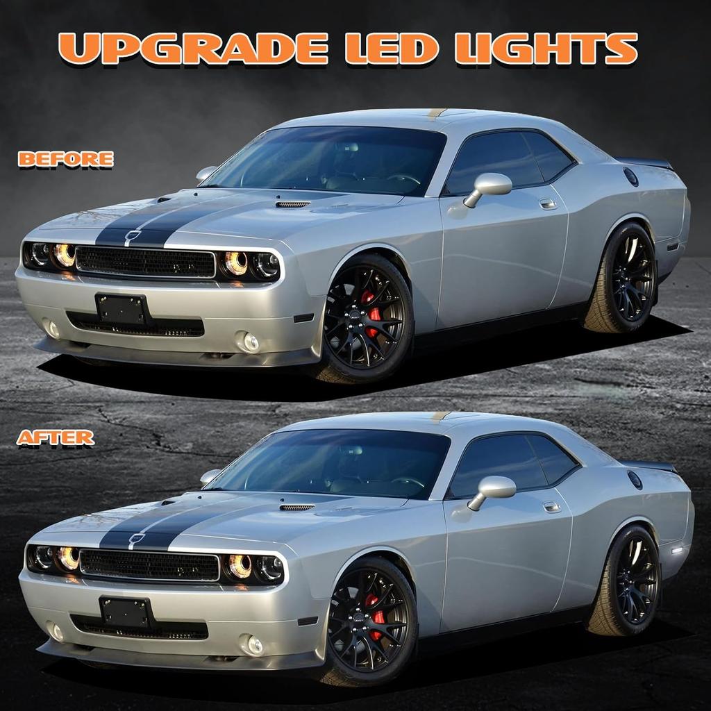 Dynamic Scan White LED Side Marker Lights For 2011-2014 Dodge Charger | 2008-2014 Dodge Challenger, Upgraded Dual Row Sequential Rear Bumper Signal