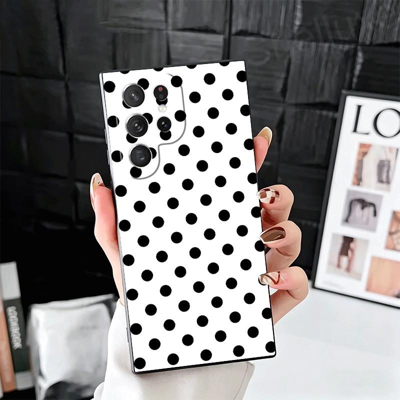 Polka Dots Art Fashion Desgin Soft Phone Case for Samsung Galaxy S26 S25 Edge S24 Ultra S23 Plus S22 S21 FE S20 Black Cover Back