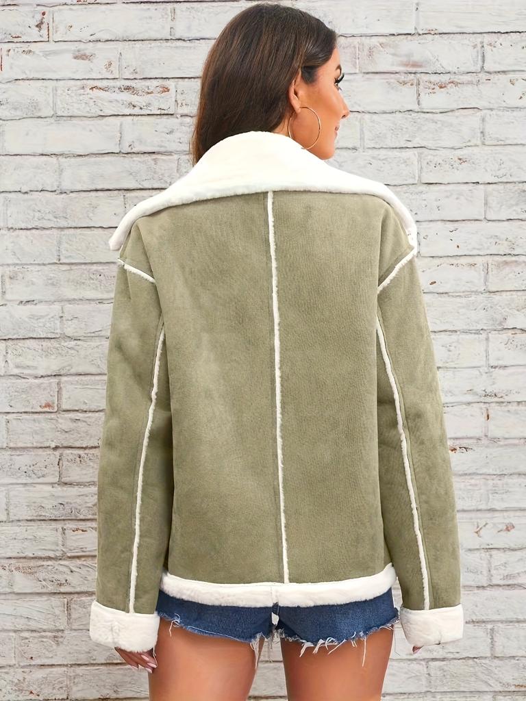 Fashion Lapel Plush Jacket Winter Warm Casual Jacket