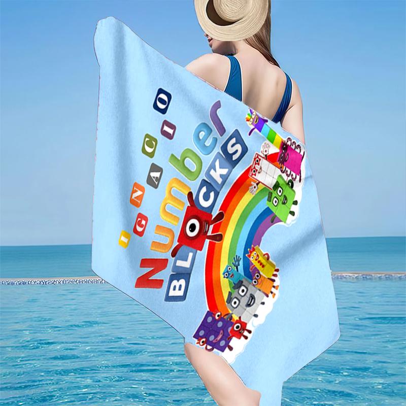 Number-Blocks Abenteuer Strandtuch, Superweiche Mikrofaser, Geschenk für Sie/Ihn, Geburtstag, für Pool, Strand, Reisen, Heimdeko Fan-Geschenke