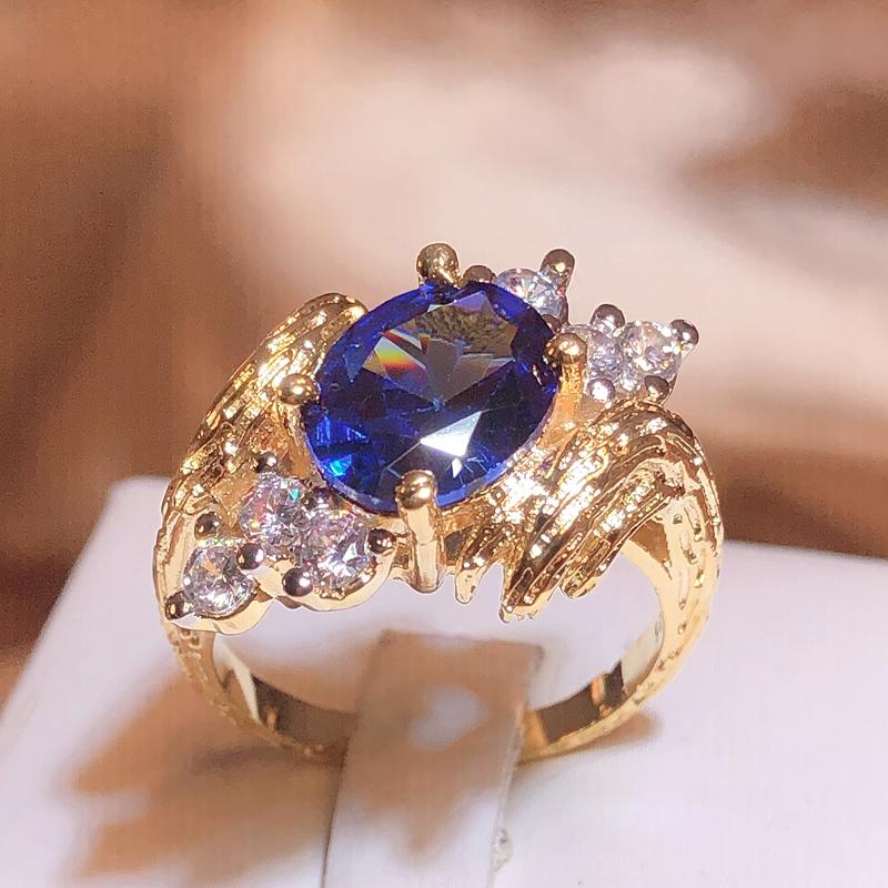 Sapphire Ring For Women Stamp Jewelry With Gemstones Branch Vine Trendy Female Accessory For Party Gift