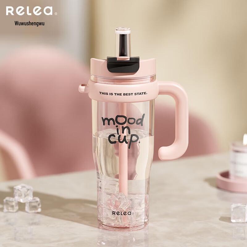 RELEA Large Capacity Tritan Straw Water Bottle