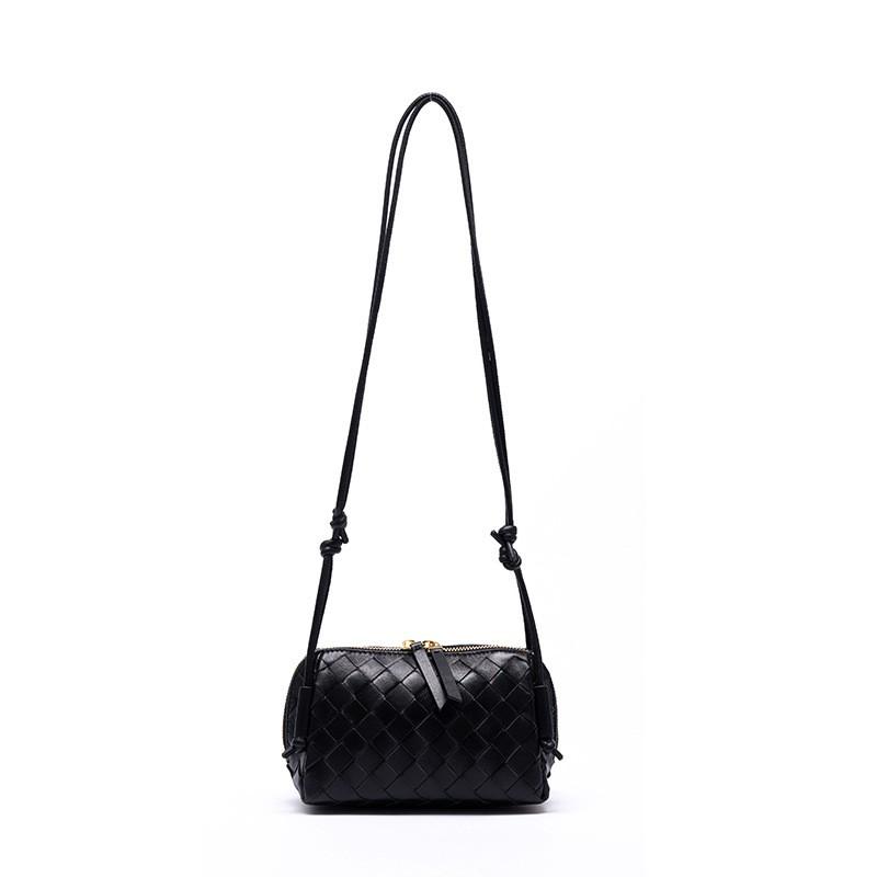 Woven Leather Crossbody Bag Women Small Pillow Shape Shoulder With Phone Pocket