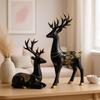Creative Resin Golden and Black Reindeer Sculptures | Beautiful Home Decor | Lifts Up Energy of Your Room (Pack of 2, Black)