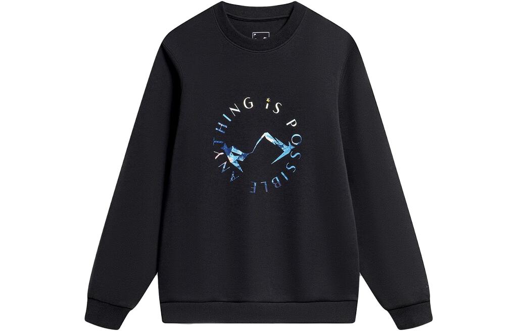 Li Ning Sports Life Collection Sweatshirts Men s Black Crew Neck Moderate Regular AWDT759-2 M