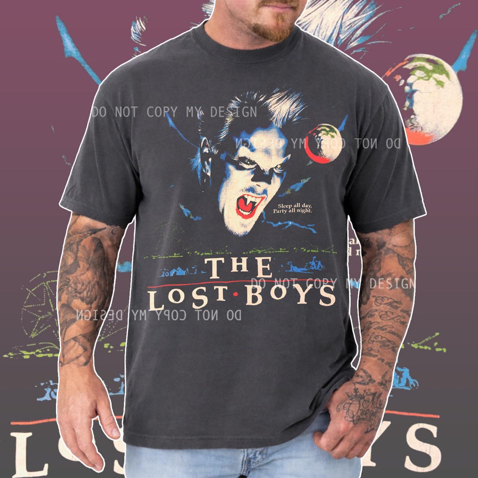 The Lost Boys Movie T-Shirt: Sleep All Day Party All Night Graphic Tee, Horror Movie Shirt, Retro 80s Classic Tee, Halloween Horror Shirt S