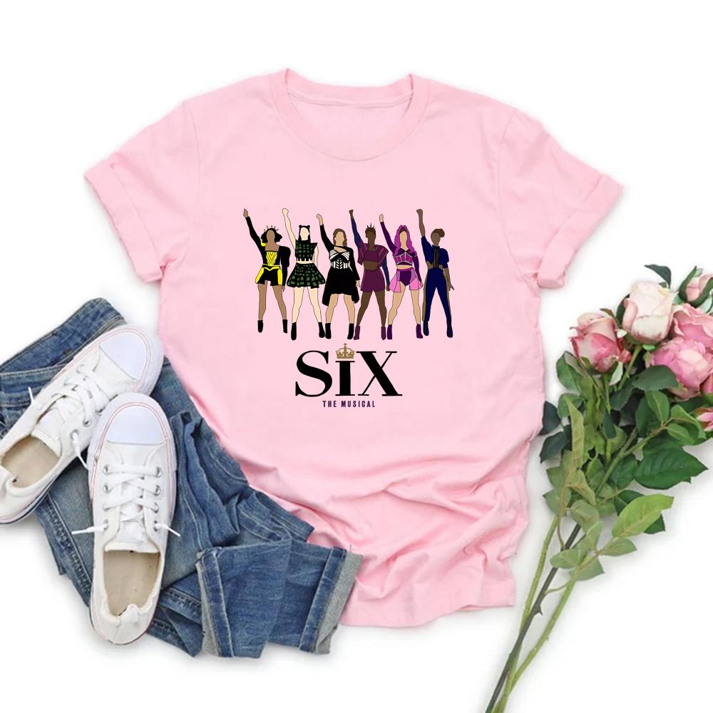 Six Musical Tshirt Broadway Six Musical Print Short Sleeve Shirt Musical Shirts Women Funny Tee Fans Gift Casual Tops