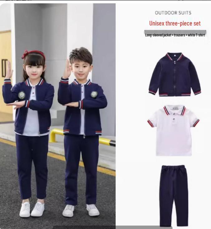 Spring/Autumn British Cotton Academy Style Baseball Uniform for Kindergarten & Primary School