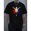 Herren Sommer Freizeit T-Shirt, Lebendiges Philippinen Flaggen Design, Atmungsaktiv, Kurzarm Rundhals, Bequem & Stilvoll für Outdoor-Aktivitäten