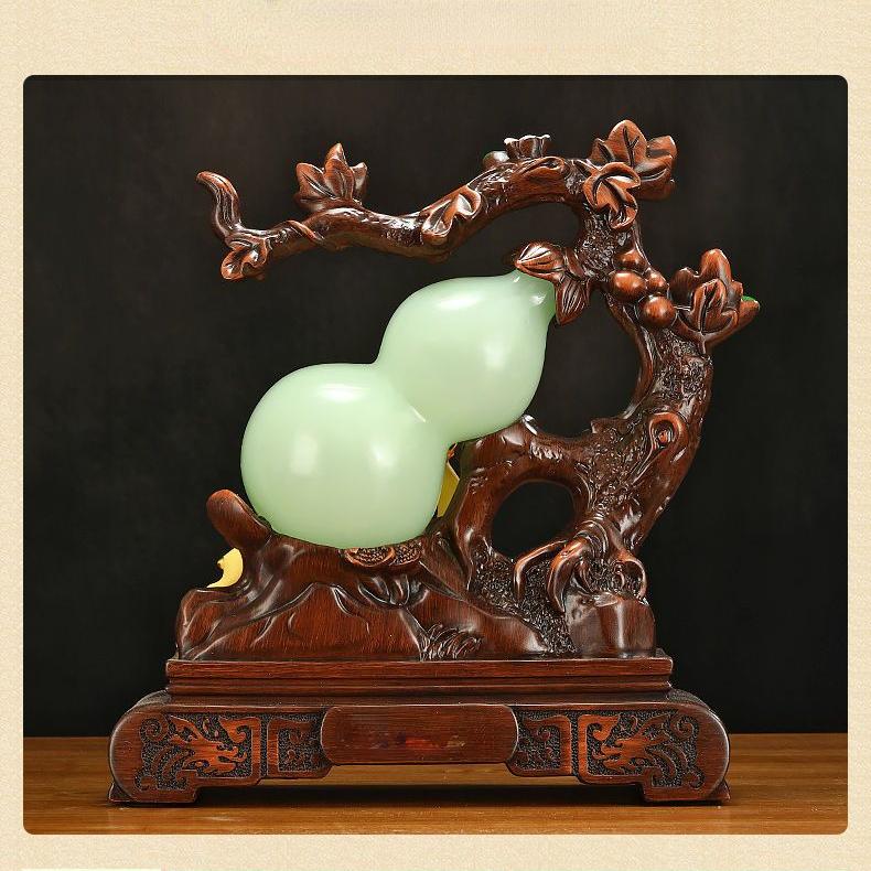 Fengshui Chinese Style Glaze Lucky and Safe Gourd Ornaments Sika Deer Living Room Wine Cabinet Foyer Decoration