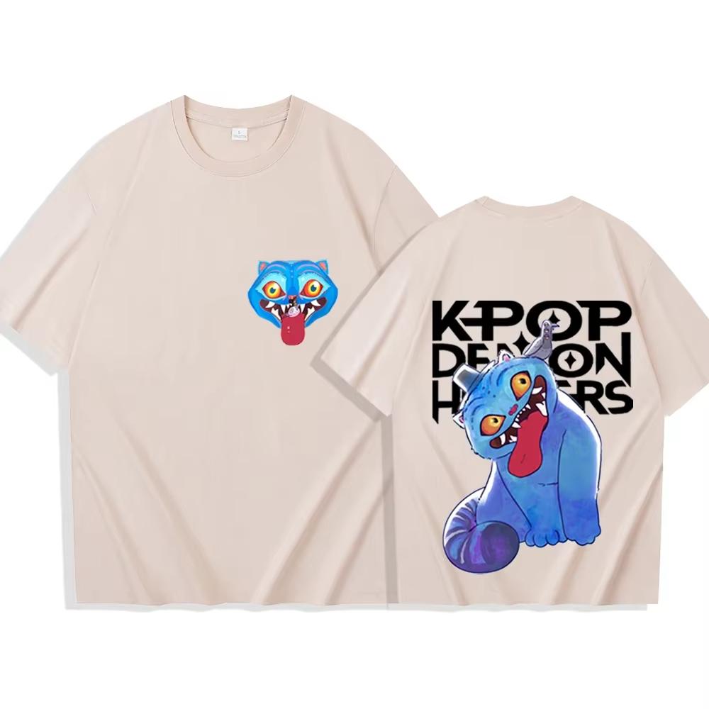 Kpop Demon Hunter T-shirts Summer New HD Tiger Print Breathable T Shirt Men and Women Round Neck Casual Soft Tops