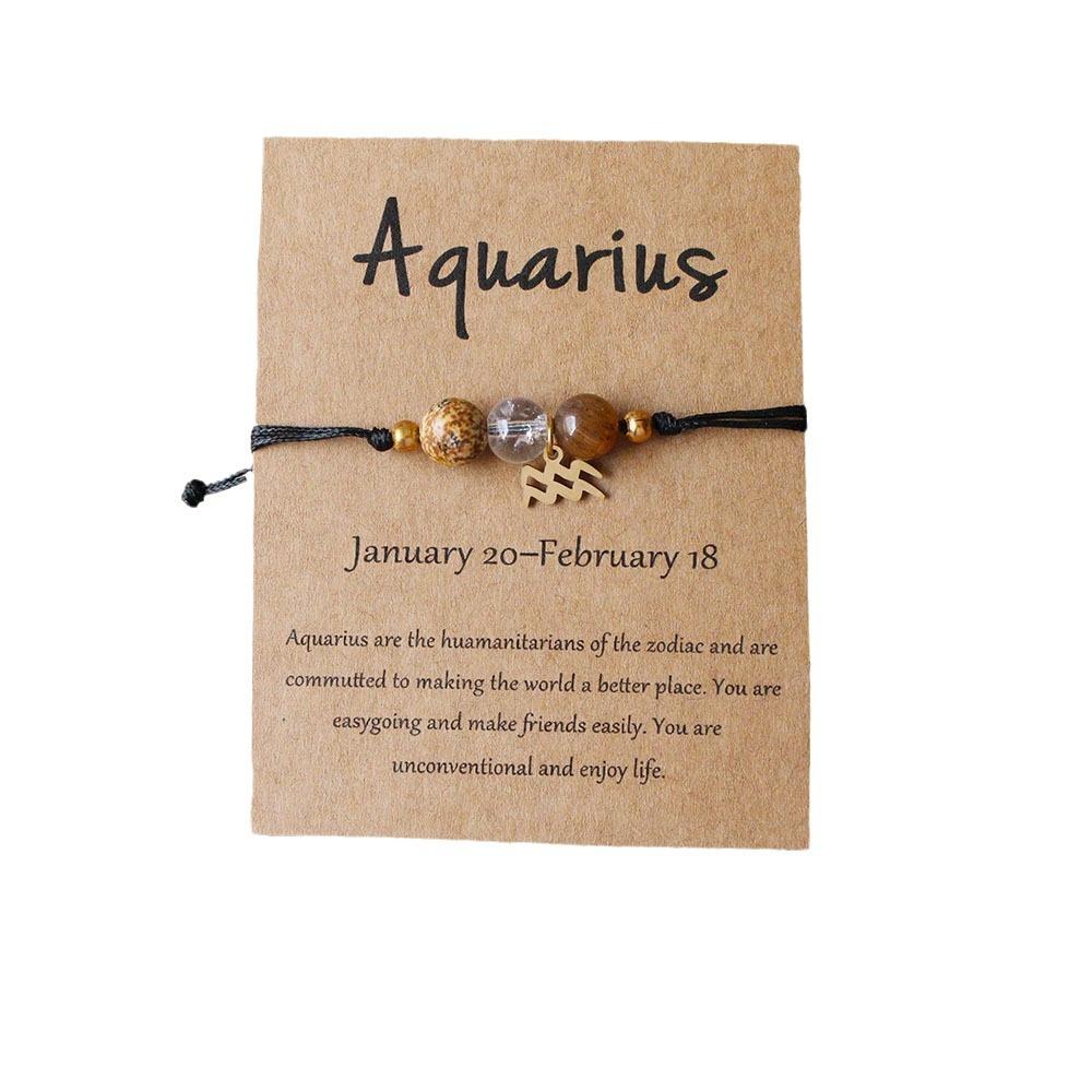 Festive Gifts Constellation Crystal Beaded Bracelet Set With Gold Zodiac Charms Minimalist Fashion Jewelry Suitable For Daily Wear And Gifting