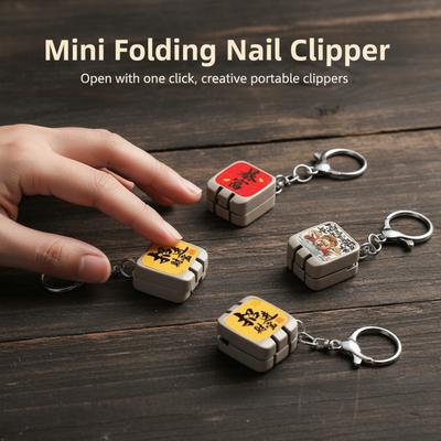Creative Mini Folding Nail Clipper Stainless Steel Portable Nail Clipper Key Ring Large-caliber Professional Nail Cutting Pliers