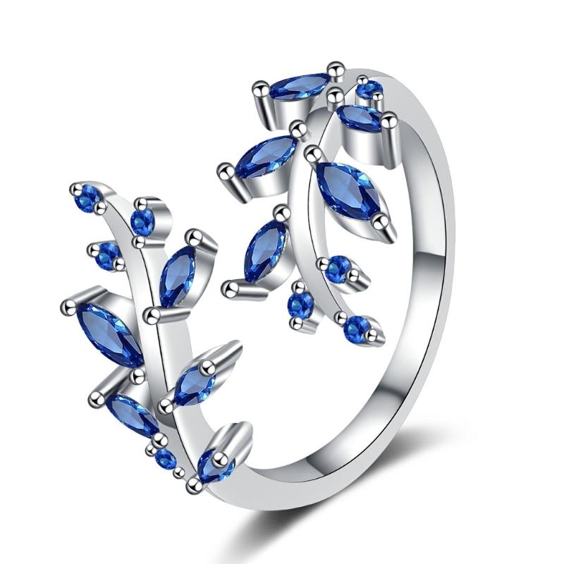 

Кільце Гілка Листя, Натхненне Природою, з Акцентами з Діамантів у Преміальній Мідній Біжутерії, Рукотворне Кільце-Гілка з Каменями