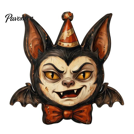 Rustic Style Ornament Set Wooden Halloween Ornaments, Retro Desktop Decorations for Home Table Tiered Decor Tray Decor, Pumpkin/Black Cat/Ghost/Bat