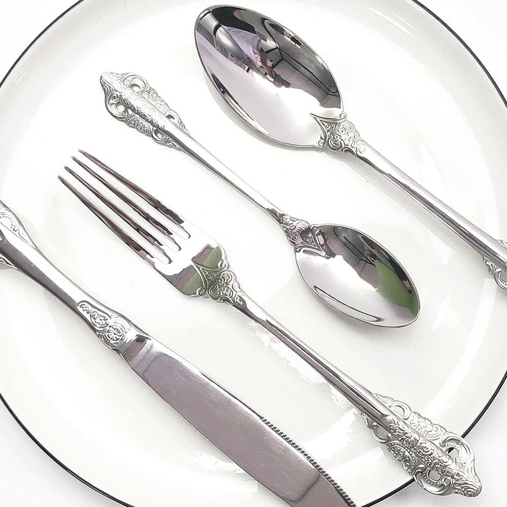 4 ks 304 nerezová jídelní lžíce sada nádobí Luxusní vintage růžové zlaté příbory západní barevné nádobí polévková lžíce