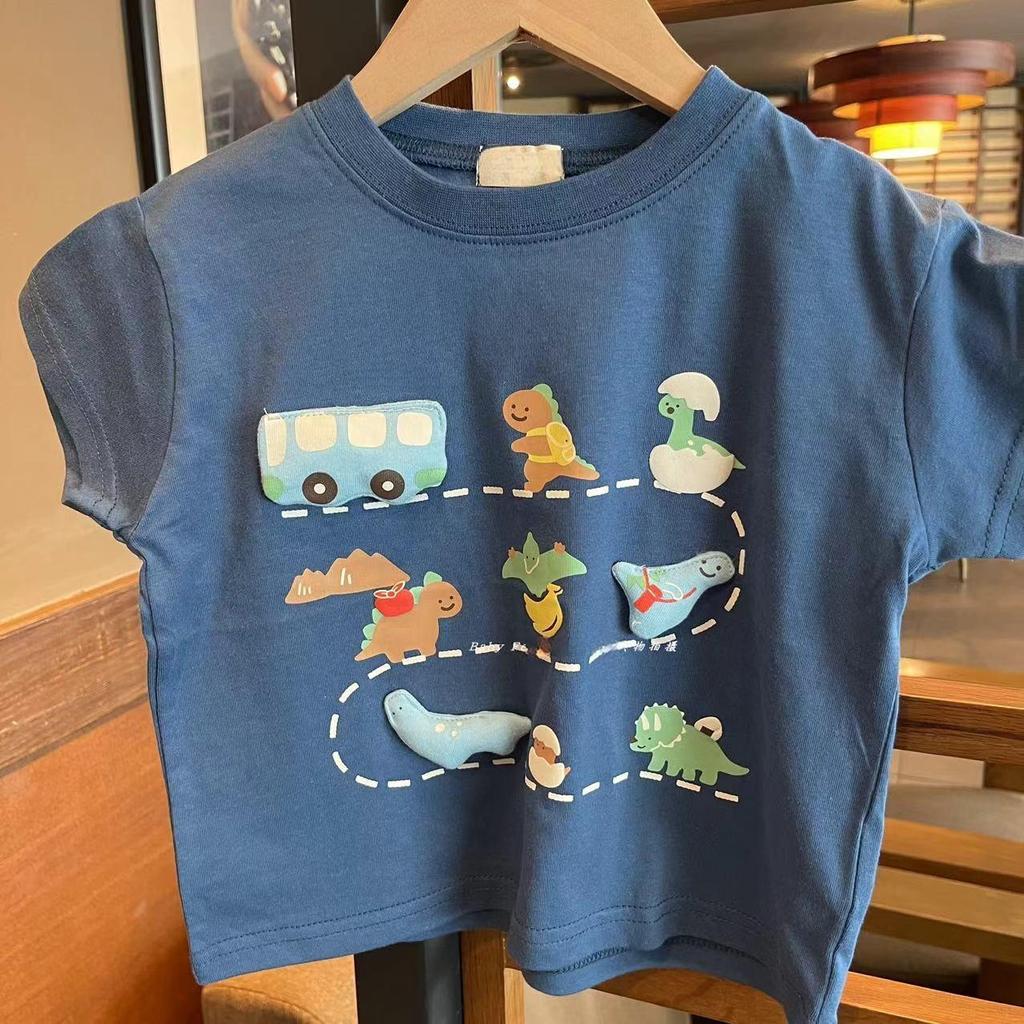 2025 3D Dinosaur Panda Rice Ball Japanese Style Summer Trendy Short-Sleeve T-Shirt for Men, Women, and Kids