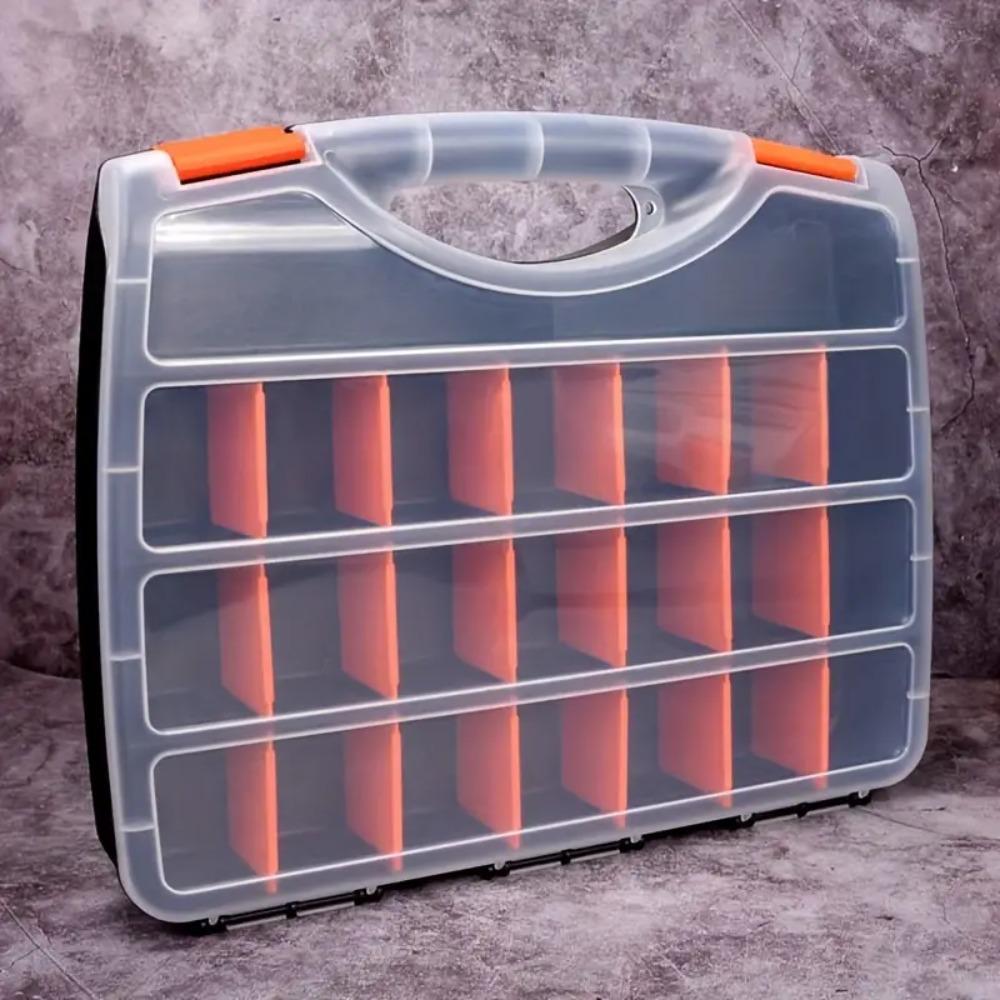15 Inch Portable Plastic Tool Parts Box PC Organizer Adjustable Detachable Chest Case for Tool Hardware Fastener Screw