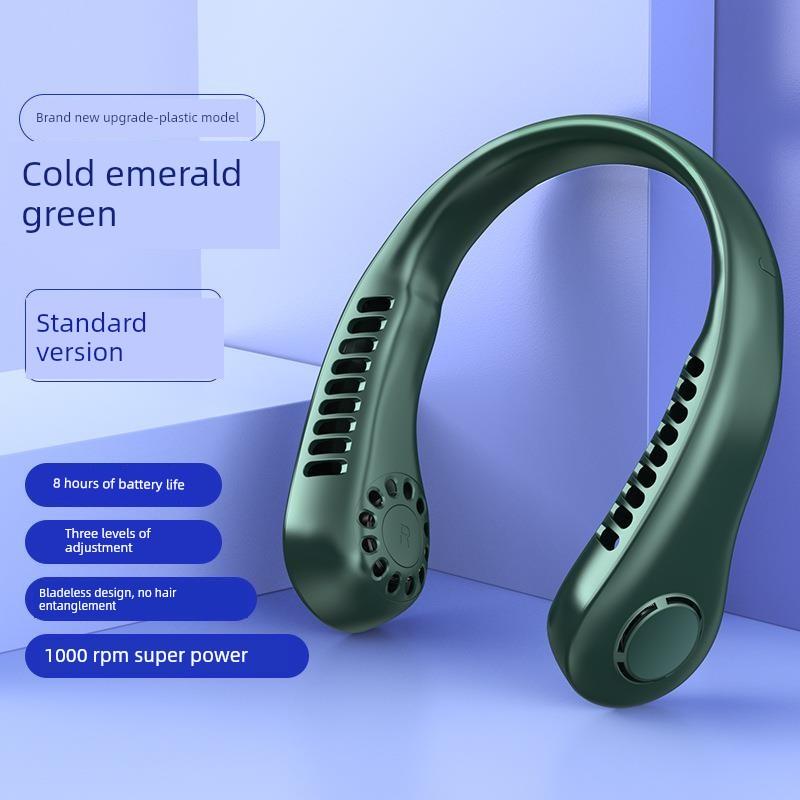 2025 New Model Neck-Hanging Fan with Cooling Function, Ultra-Long Battery Life, Portable Charging, Bladeless, Strong Wind, Ultra-Quiet, Small and