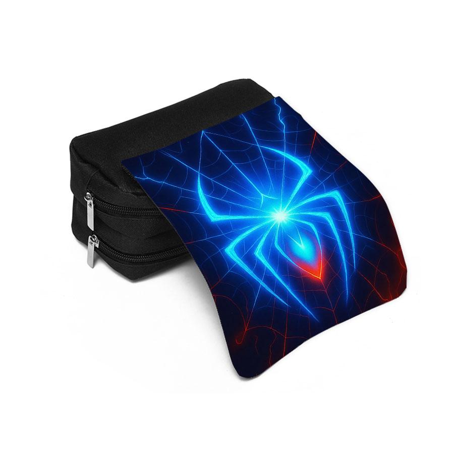 Blue Spider Printed Backpack Pencil Case Polyester Student Stationery Bag with 3D Cartoon for Teachers and Students