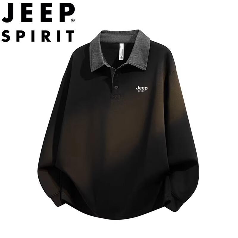 JEEP SPIRIT Men s Casual Long Sleeve Polo Sweatshirt 3XL
