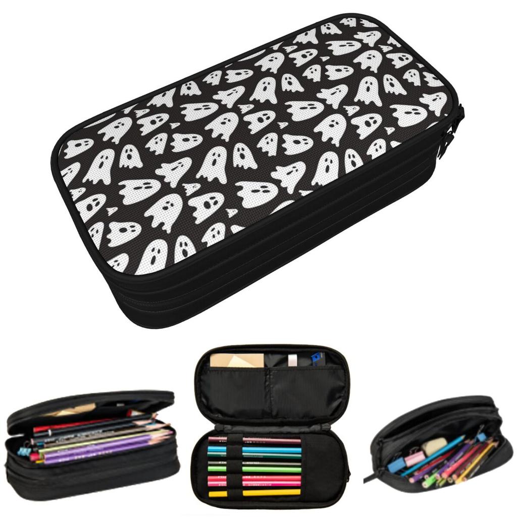 Cartoon Ghost Pattern Pencil Case for Boy Girl School Pen Box Pencil Bag Stationery Supplies Pen Holder Bag