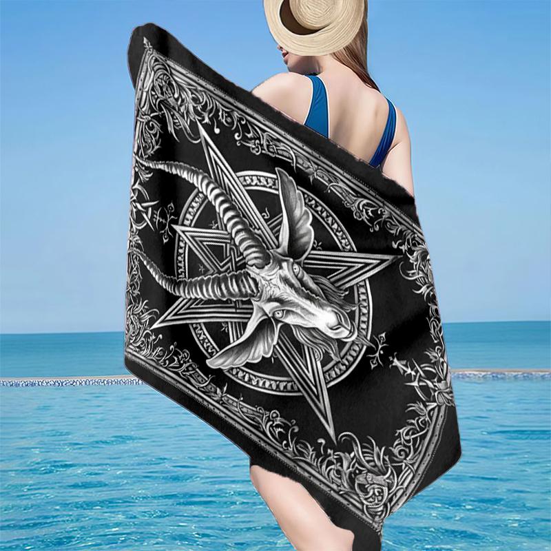 Totenkopf Gotischer Ziegenkopf Strandtuch, Super Weiche Mikrofaser, Geschenk für Sie/Ihn, Geburtstag, für Pool, Strand, Reisen, Heimdekoration Fan Geschenke