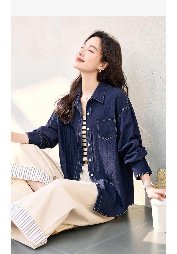 Spring New OL Shirt Stacked Shirt Top Women's Commuter Professional Long Sleeve Shirt
