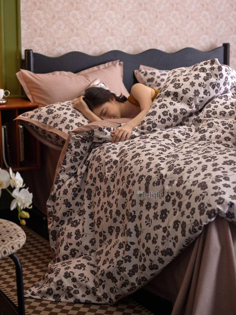 Premium 60s Brushed Cotton 4-Piece Sheet Set: Thickened, Warm, Autumn/Winter American Style