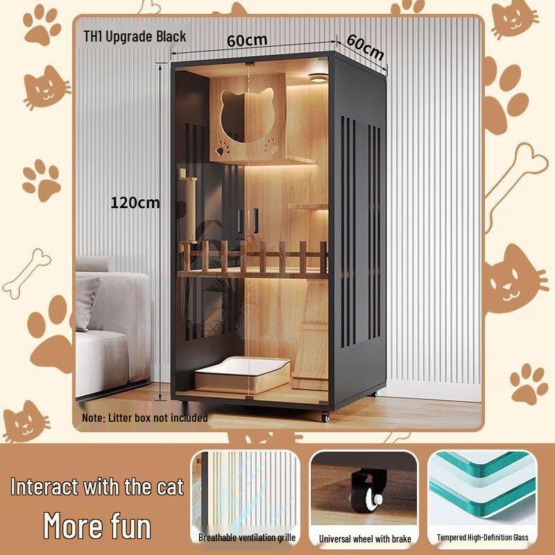 JINGRUIXIANG Wooden Indoor Cat House & Cage