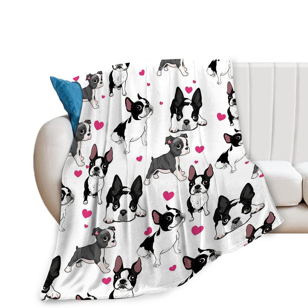 Cartoon bulldog Printed Blanket for Sofa Bed Travel Camping Living Room Office Conditioning Blanket for All Seasons Gifts