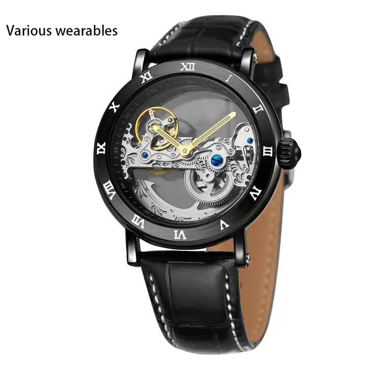 Europa e Estados Unidos Moda Movimento de escultura oca dupla face Relógio mecânico automático