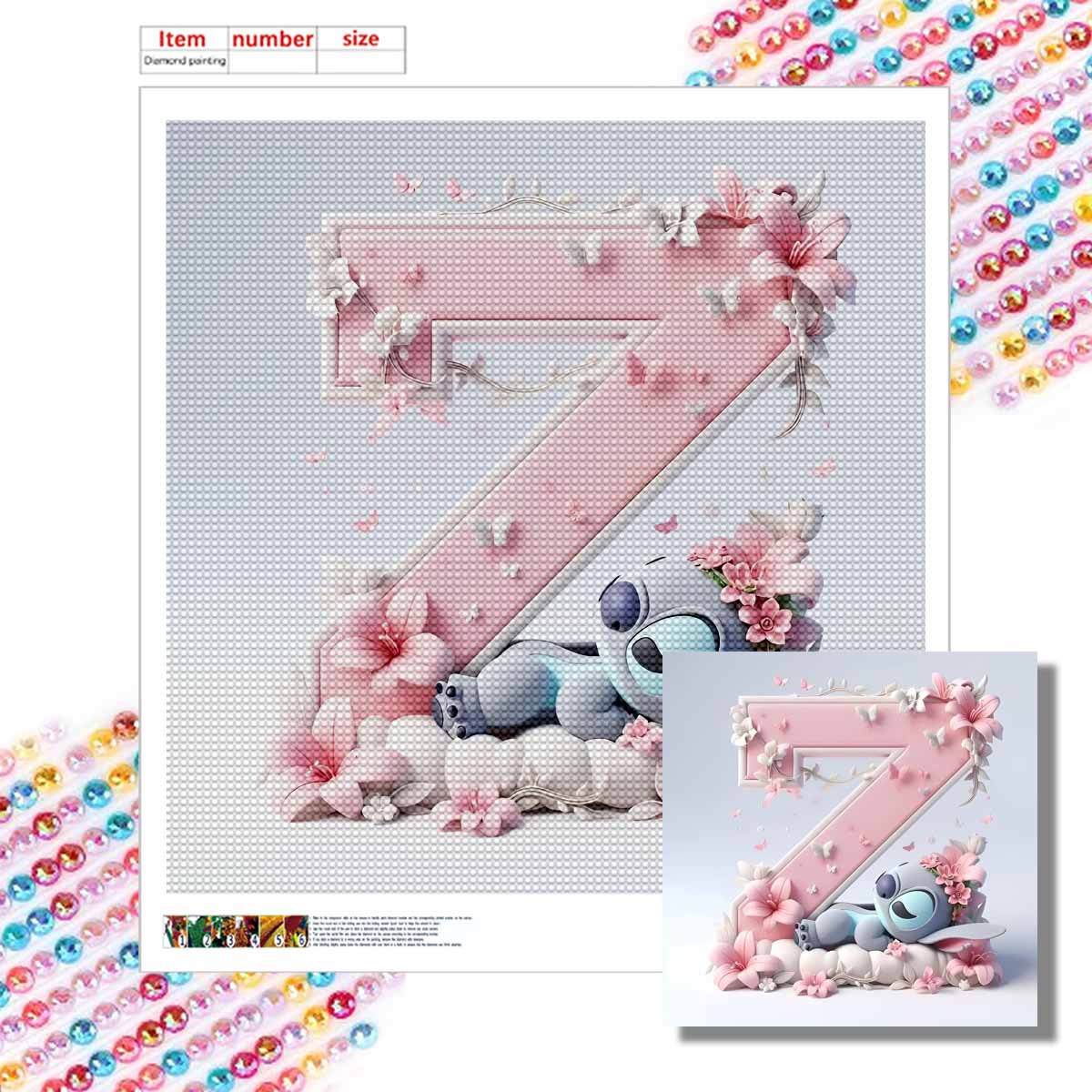 

Алмазная живопись своими руками Круглые алмазы Стежок Буква Z Полная алмазная мозаика Украшение для дома Живопись Набор для вышивания крестиком Round 20x20cm