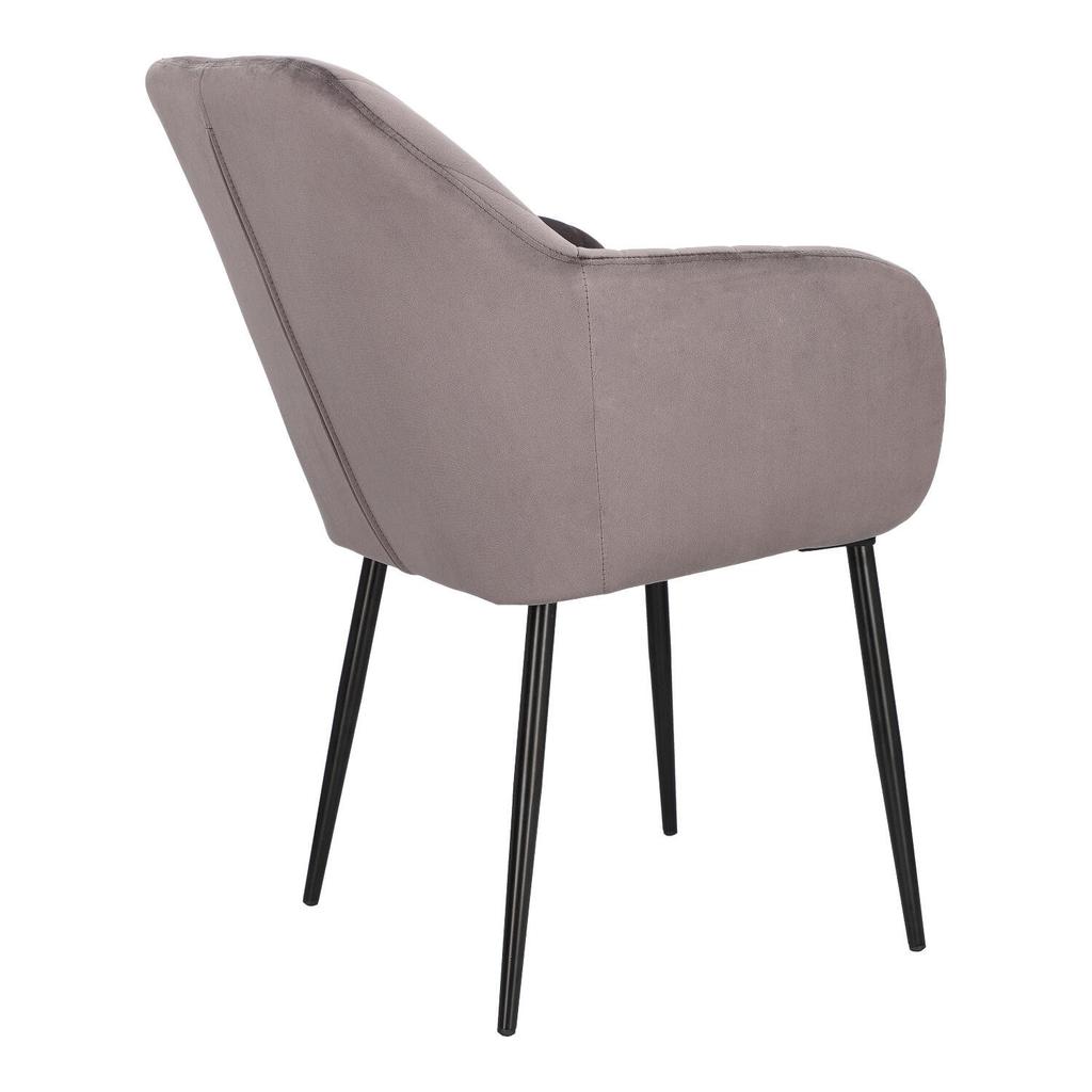 Emilia Velvet UPHOLSTERED CHAIR, Dark Gray, METAL LEGS