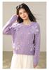 Soft 2026 Autumn Women's Round Neck Sweater with 3D Floral Design