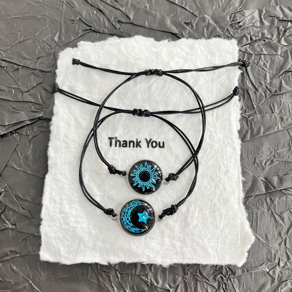 Glow In the Dark Butterfly Sun Moon Rope Bracelets for Women Couples Matching Bracelet Friendship Luminous Jewelry Adjustable