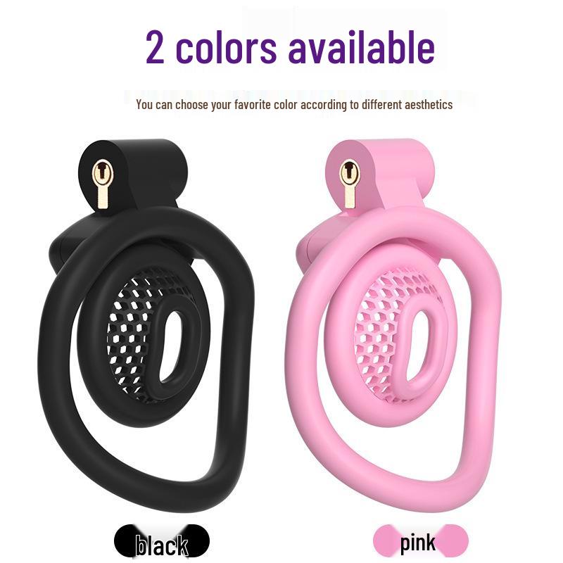 Men's Honeycomb Chastity Cage: Femboy Lock, Plastic Restraint Ring, Slave Training Accessory.