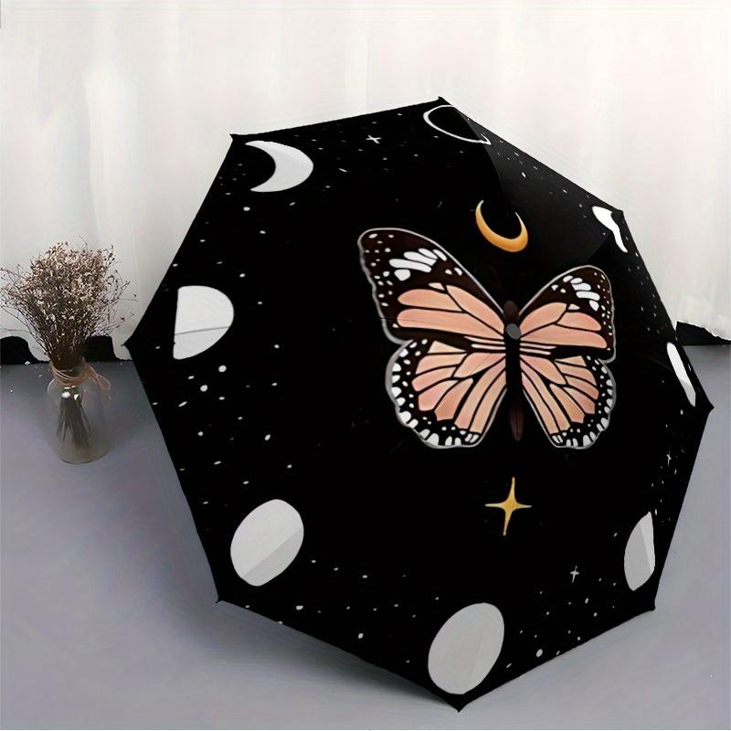 1pc Butterfly Night Sky Automatic Open/Close Umbrella, Portable Folding Umbrella for Everyday Use Yy250826085