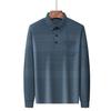 Men's Striped Autumn Cotton Polo - Long Sleeve, Turn-Down Collar, Breathable, Casual Business Shirt