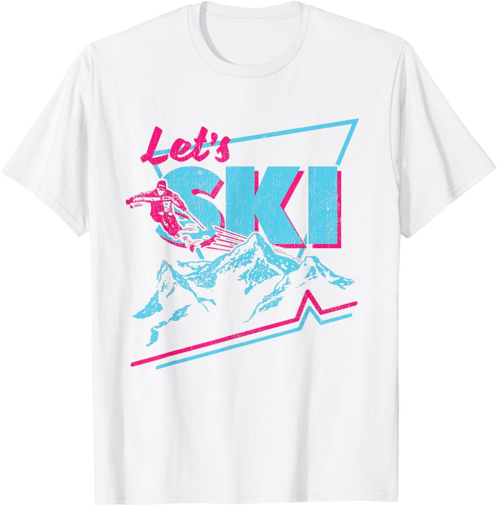 Retro 80er 90er Ski Grafik T-Shirt Vintage Neon Berg Schneesport T-Shirt