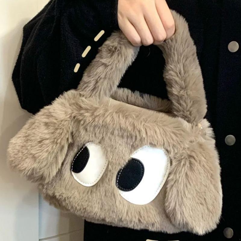 Cute Cartoon Plush Big-eyed Puppy Handbag Women's New Autumn and Winter Niche One-shoulder Messenger Furry Bag