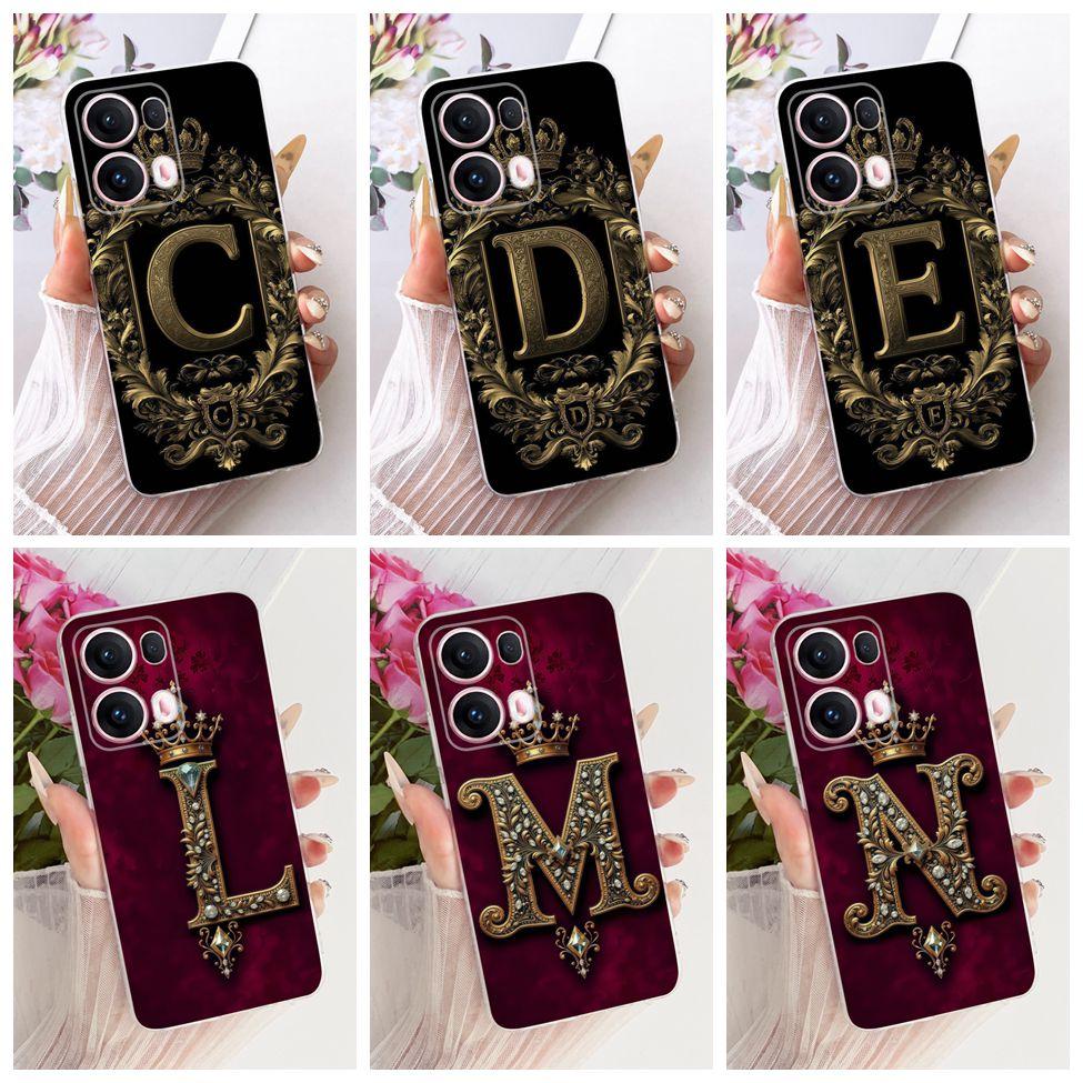 Transparent For Oppo Reno 13Pro CPH2697 PKK110 Cover For Oppo Reno 13 Pro Case Luxury Crown A-Z Letters 2D Flat Pattern
