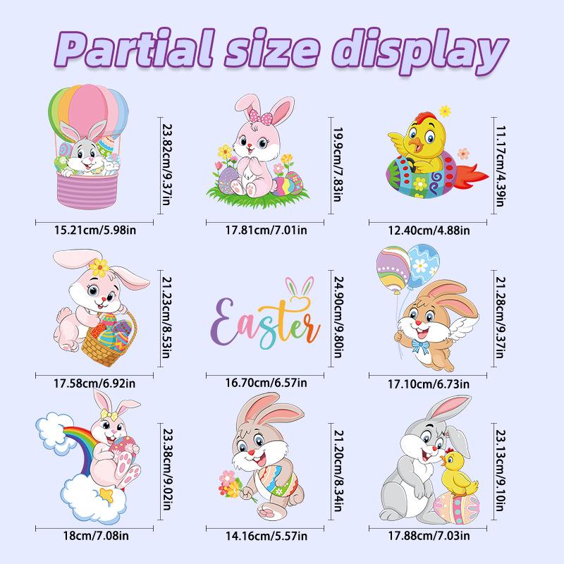 Easter window stickers glue-free static electricity sucking command 9 sets of cute cartoon decorative eggs