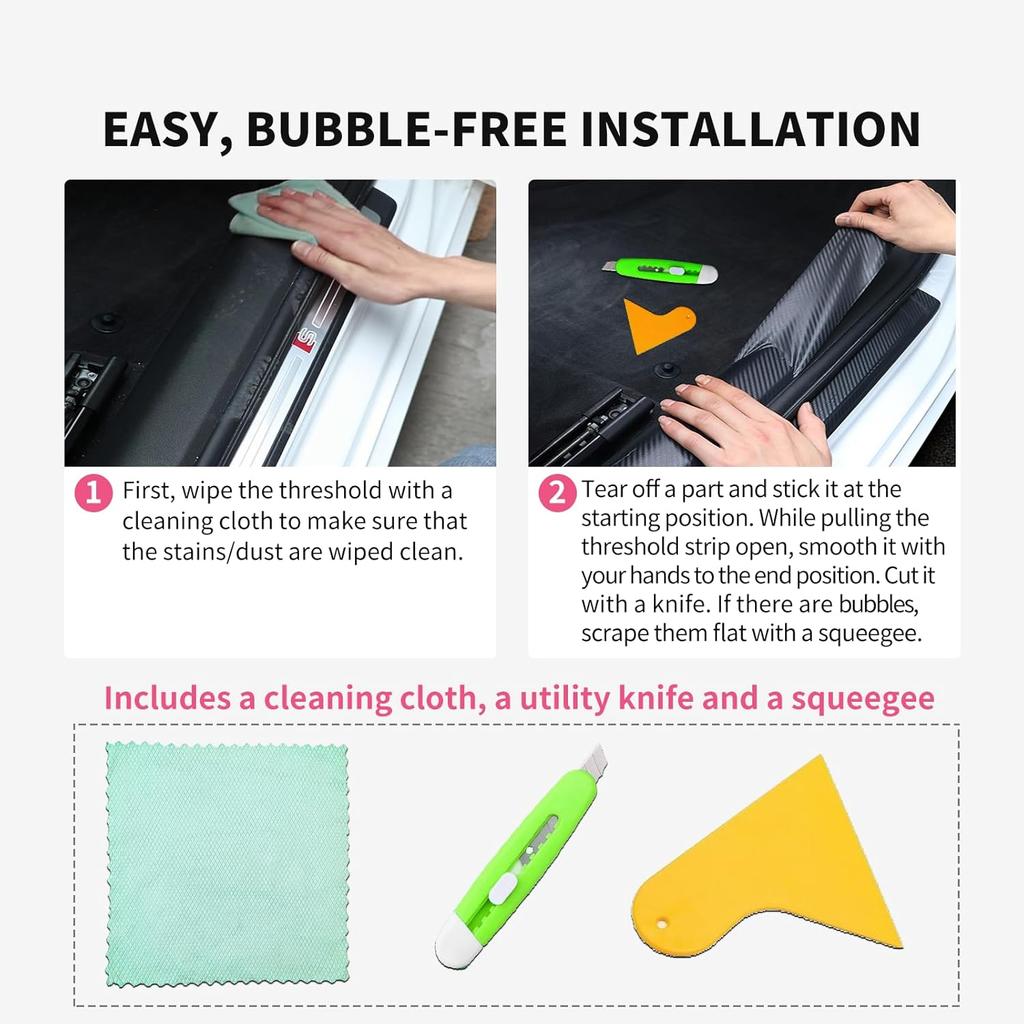 Carbon Fiber Vinyl Wrap for Cars Door Protector Edge Guards 0.5mm Thick 33ft Length Multi Width Options Universal Fit Hood Trunk Dashboard Motorcycle