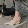 Fashion Wedge Strange Style High Heels Women Sexy Pointy Toe Backstrap Sandals Covered Head Design Party Dress Mules Shoes Women Pumps