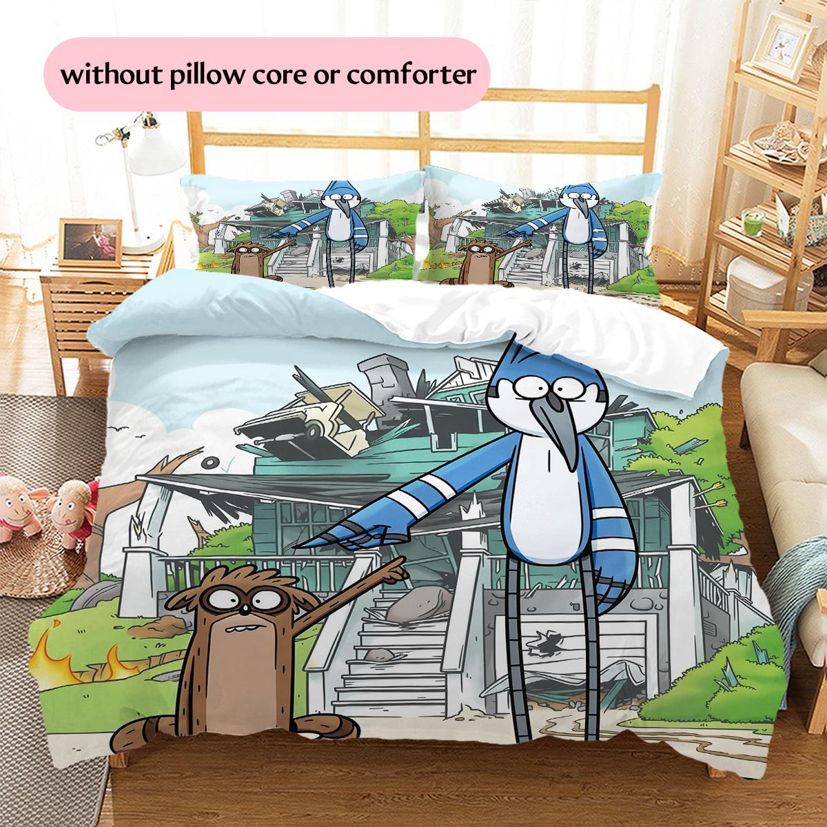 

Regular Show Pattern Bedding Quilt Set Home Decoration Gift (1 * duvet cover + 2 * pillowcase without core) 135x200cm