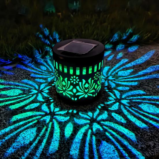 Solar Lights Outdoor Decorative Solar Powered Garden Lights with Intelligent Sensor Waterproof Metal Hollow Pattern Deck Step Wall Lights